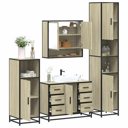 4 Piece Bathroom Furniture Set Sonoma Oak Engineered Wood