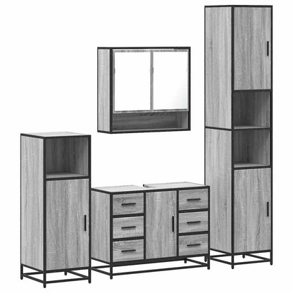 4 Piece Bathroom Furniture Set Grey Sonoma Engineered Wood