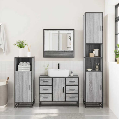 4 Piece Bathroom Furniture Set Grey Sonoma Engineered Wood