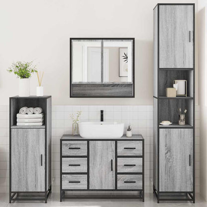 4 Piece Bathroom Furniture Set Grey Sonoma Engineered Wood