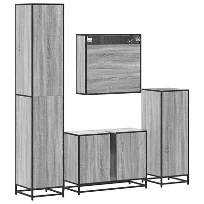 4 Piece Bathroom Furniture Set Grey Sonoma Engineered Wood