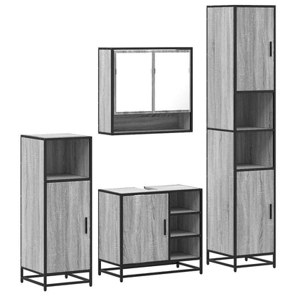 4 Piece Bathroom Furniture Set Grey Sonoma Engineered Wood