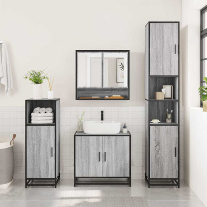 4 Piece Bathroom Furniture Set Grey Sonoma Engineered Wood