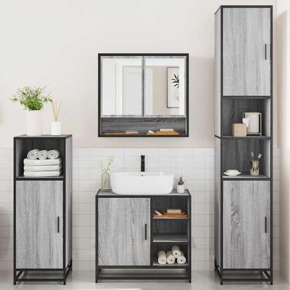 4 Piece Bathroom Furniture Set Grey Sonoma Engineered Wood