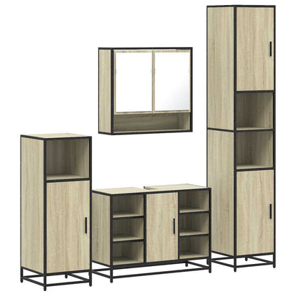 4 Piece Bathroom Furniture Set Sonoma Oak Engineered Wood