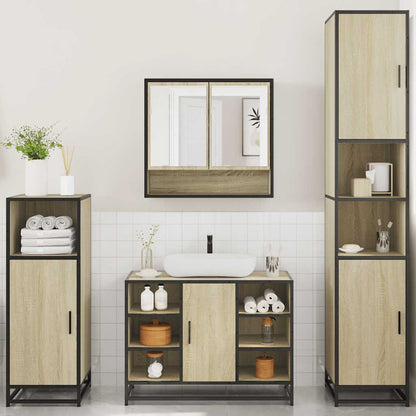 4 Piece Bathroom Furniture Set Sonoma Oak Engineered Wood