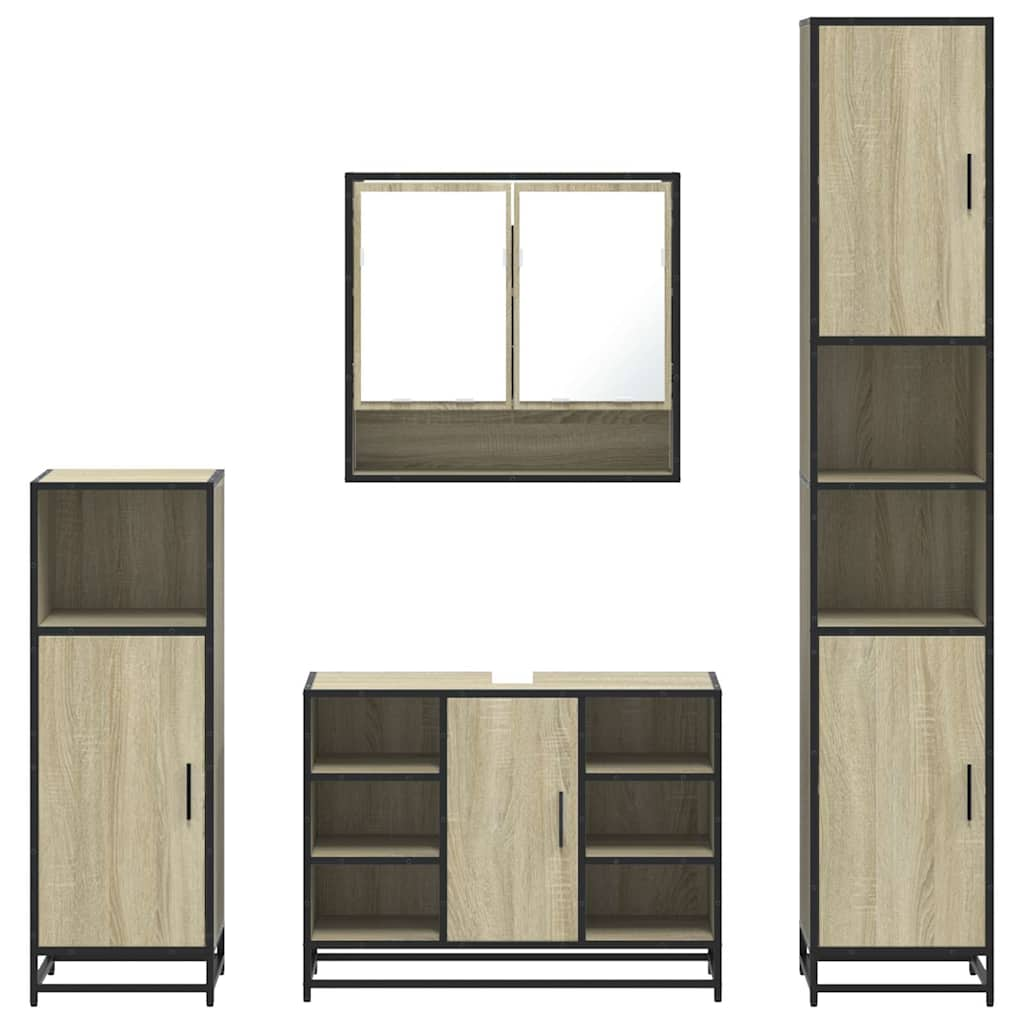 4 Piece Bathroom Furniture Set Sonoma Oak Engineered Wood