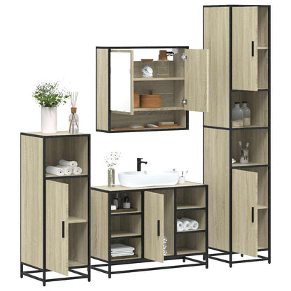 4 Piece Bathroom Furniture Set Sonoma Oak Engineered Wood