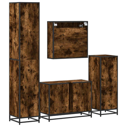 4 Piece Bathroom Furniture Set Smoked Oak Engineered Wood