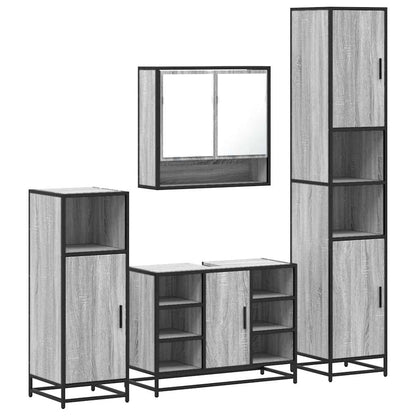 4 Piece Bathroom Furniture Set Grey Sonoma Engineered Wood