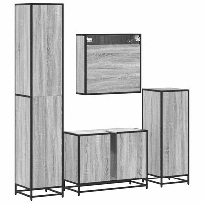 4 Piece Bathroom Furniture Set Grey Sonoma Engineered Wood