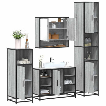 4 Piece Bathroom Furniture Set Grey Sonoma Engineered Wood