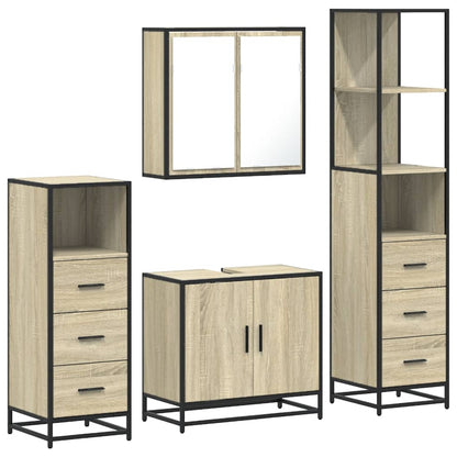 4 Piece Bathroom Furniture Set Sonoma Oak Engineered Wood