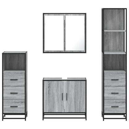 4 Piece Bathroom Furniture Set Grey Sonoma Engineered Wood