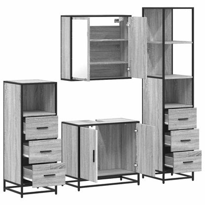 4 Piece Bathroom Furniture Set Grey Sonoma Engineered Wood