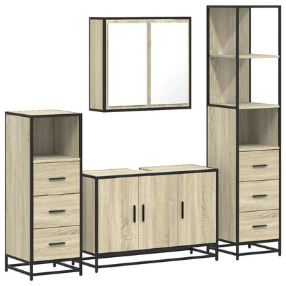 4 Piece Bathroom Furniture Set Sonoma Oak Engineered Wood