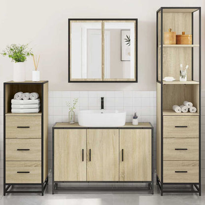 4 Piece Bathroom Furniture Set Sonoma Oak Engineered Wood