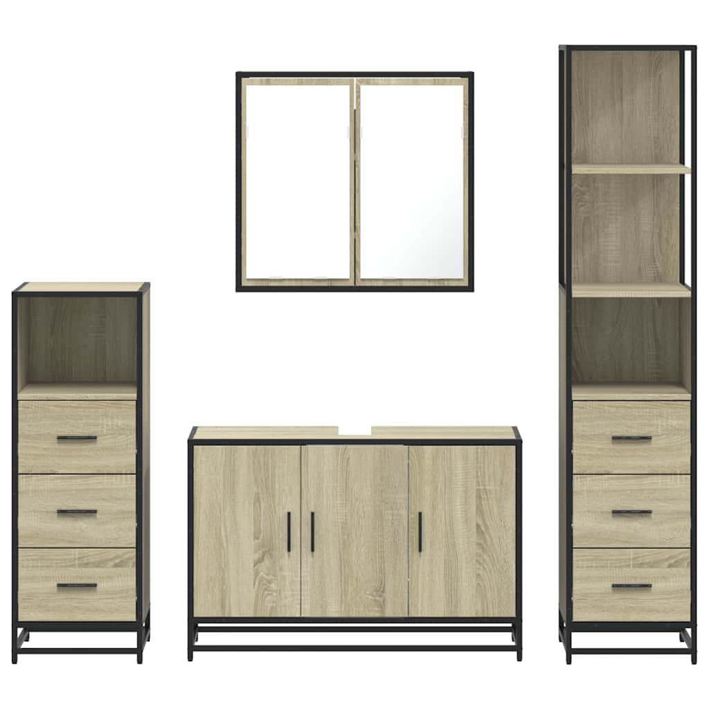 4 Piece Bathroom Furniture Set Sonoma Oak Engineered Wood