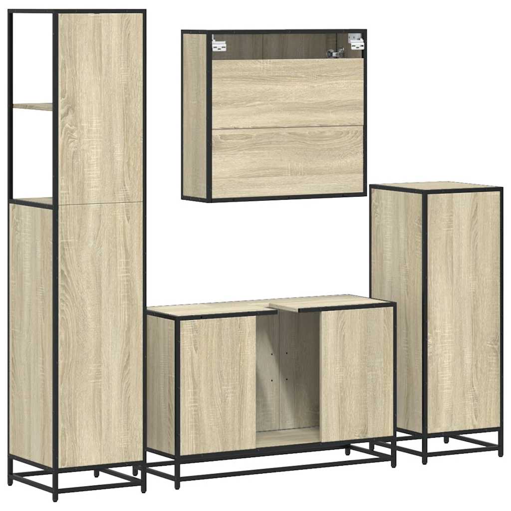 4 Piece Bathroom Furniture Set Sonoma Oak Engineered Wood