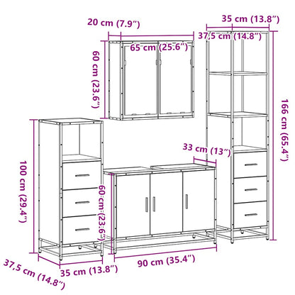 4 Piece Bathroom Furniture Set Sonoma Oak Engineered Wood