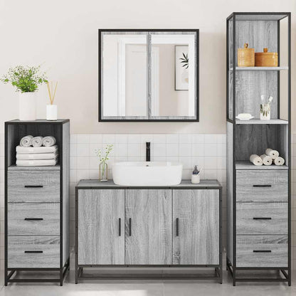 4 Piece Bathroom Furniture Set Grey Sonoma Engineered Wood