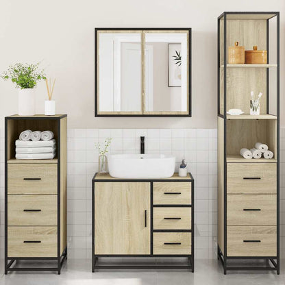 4 Piece Bathroom Furniture Set Sonoma Oak Engineered Wood