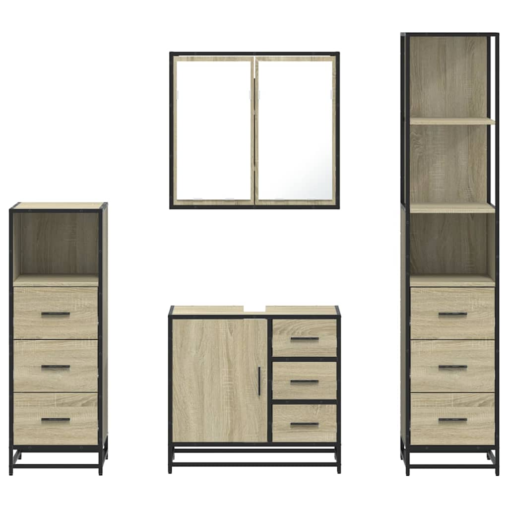 4 Piece Bathroom Furniture Set Sonoma Oak Engineered Wood