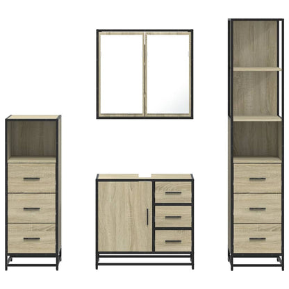 4 Piece Bathroom Furniture Set Sonoma Oak Engineered Wood