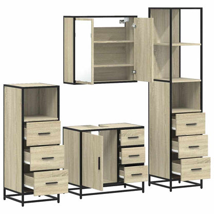 4 Piece Bathroom Furniture Set Sonoma Oak Engineered Wood