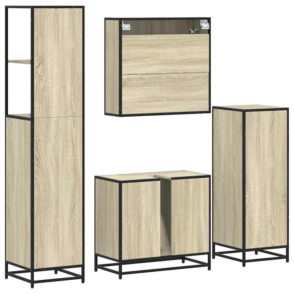 4 Piece Bathroom Furniture Set Sonoma Oak Engineered Wood