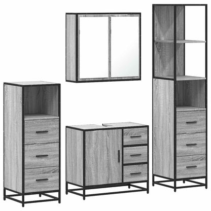 4 Piece Bathroom Furniture Set Grey Sonoma Engineered Wood