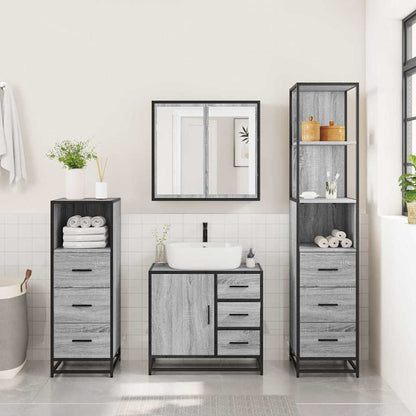 4 Piece Bathroom Furniture Set Grey Sonoma Engineered Wood