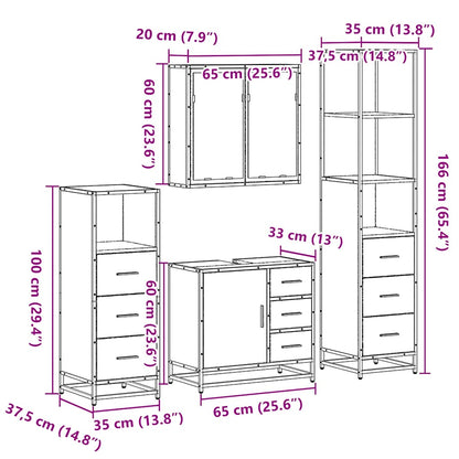 4 Piece Bathroom Furniture Set Grey Sonoma Engineered Wood