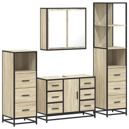 4 Piece Bathroom Furniture Set Sonoma Oak Engineered Wood