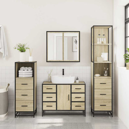 4 Piece Bathroom Furniture Set Sonoma Oak Engineered Wood