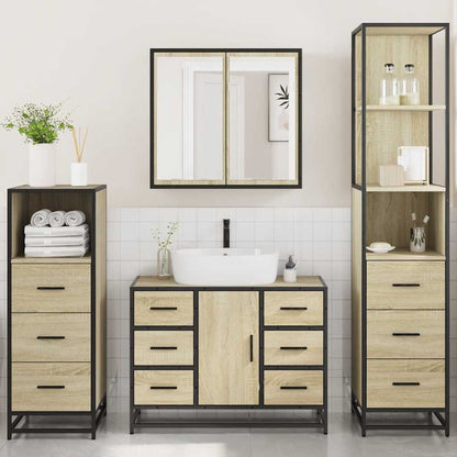 4 Piece Bathroom Furniture Set Sonoma Oak Engineered Wood