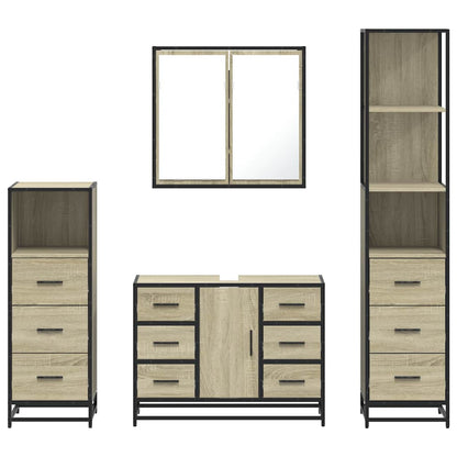 4 Piece Bathroom Furniture Set Sonoma Oak Engineered Wood