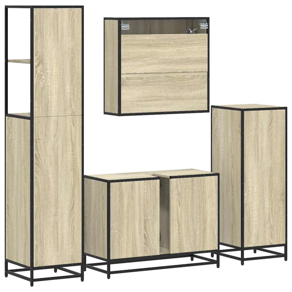 4 Piece Bathroom Furniture Set Sonoma Oak Engineered Wood