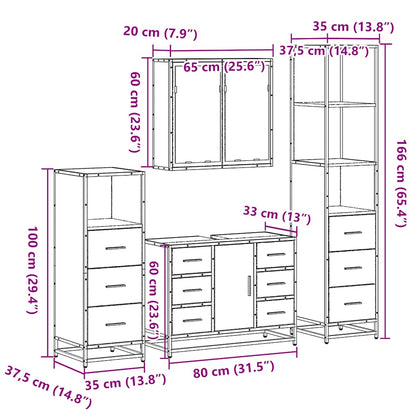 4 Piece Bathroom Furniture Set Sonoma Oak Engineered Wood