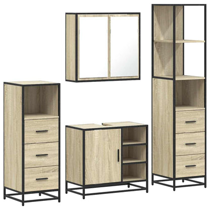 4 Piece Bathroom Furniture Set Sonoma Oak Engineered Wood