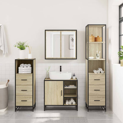 4 Piece Bathroom Furniture Set Sonoma Oak Engineered Wood