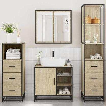 4 Piece Bathroom Furniture Set Sonoma Oak Engineered Wood