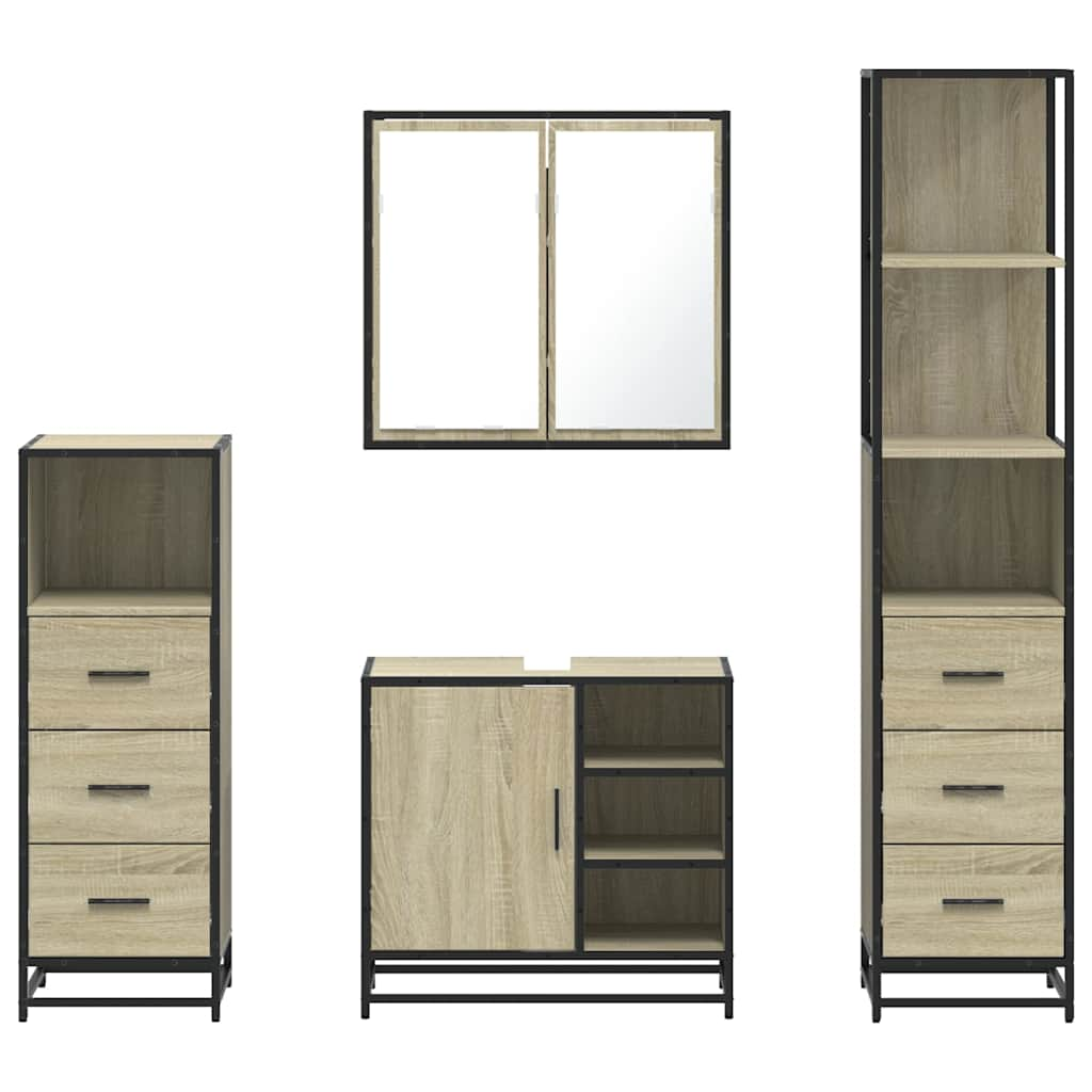 4 Piece Bathroom Furniture Set Sonoma Oak Engineered Wood