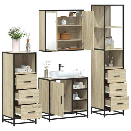 4 Piece Bathroom Furniture Set Sonoma Oak Engineered Wood