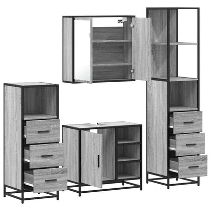 4 Piece Bathroom Furniture Set Grey Sonoma Engineered Wood