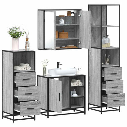 4 Piece Bathroom Furniture Set Grey Sonoma Engineered Wood