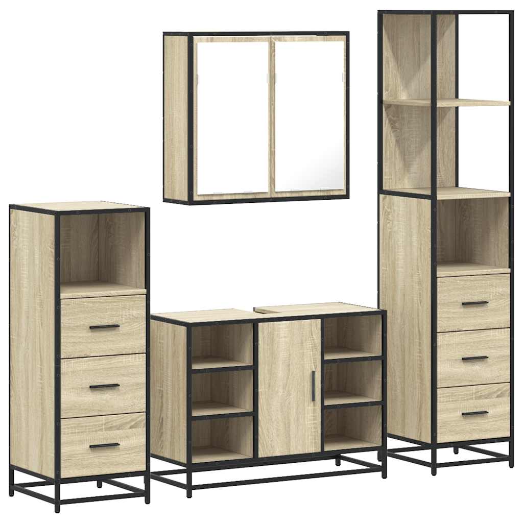 4 Piece Bathroom Furniture Set Sonoma Oak Engineered Wood