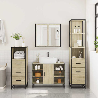 4 Piece Bathroom Furniture Set Sonoma Oak Engineered Wood