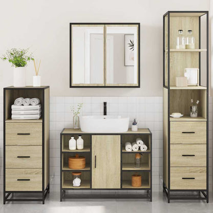 4 Piece Bathroom Furniture Set Sonoma Oak Engineered Wood