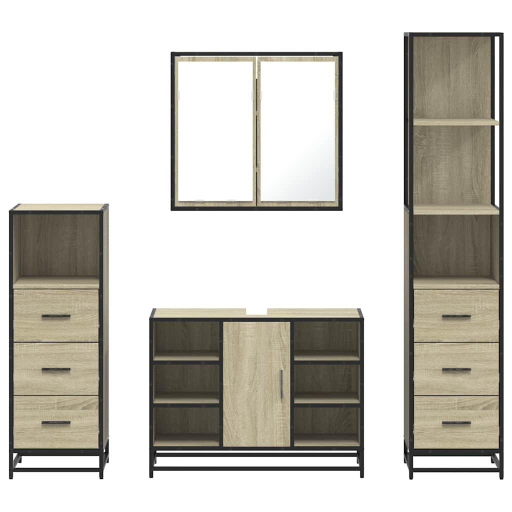 4 Piece Bathroom Furniture Set Sonoma Oak Engineered Wood